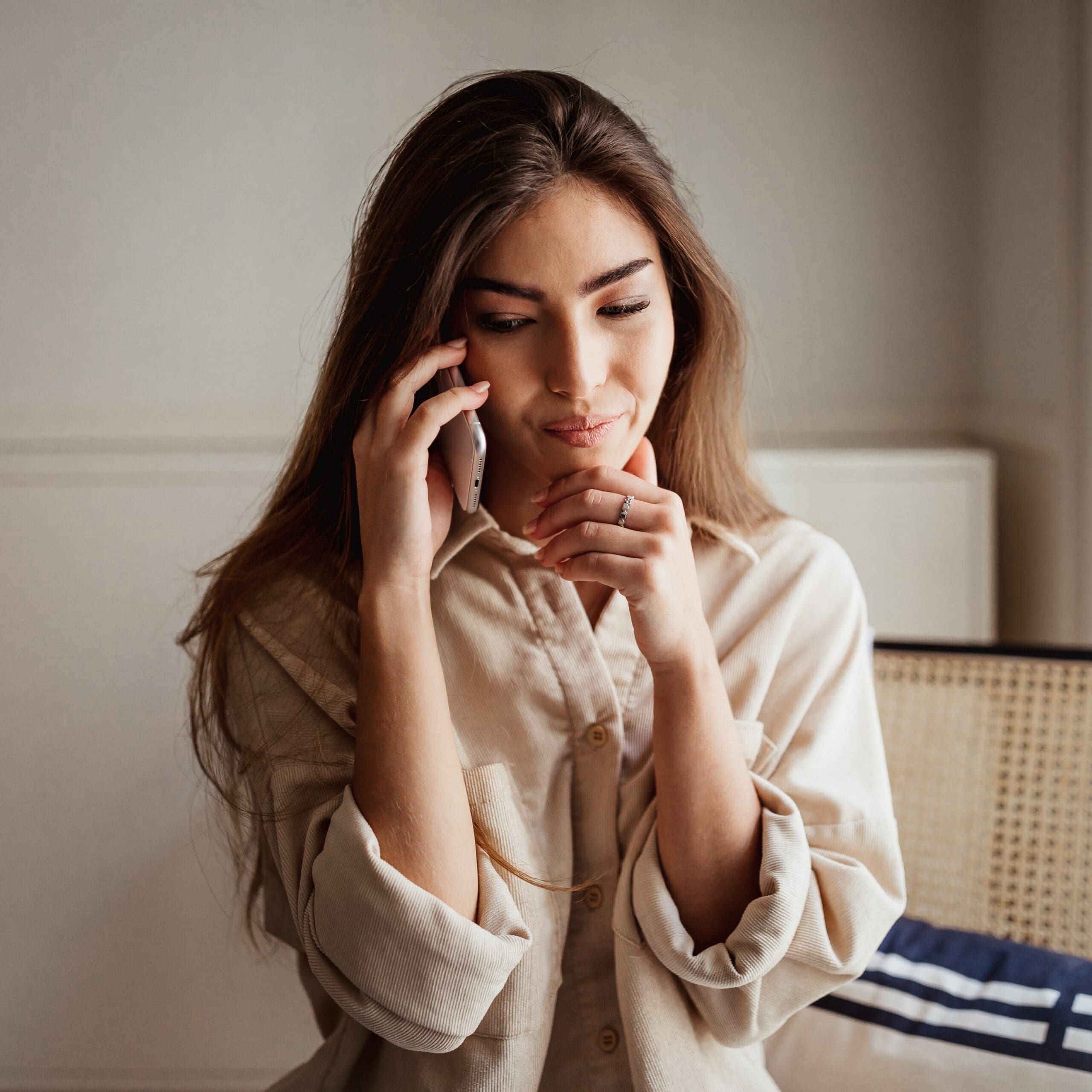 Woman on her phone researching adoption in California